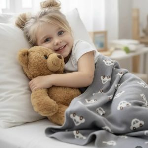 بطانية أطفال (سيارات-رصاصي)